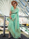 Saree Mall Women's  Blend Sea Green Woven Design Designer Saree With Blouse Piece-KAKUNA351004