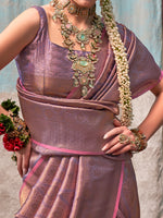 Saree Mall Women's  Blend Mauve Woven Design Designer Saree With Blouse Piece-KALA14004