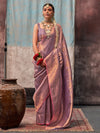 Saree Mall Women's  Blend Mauve Woven Design Designer Saree With Blouse Piece-KALA14004