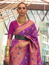 Saree Mall Women's  Blend Purple Woven Design Designer Saree With Blouse Piece-KALKA303005