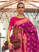 Saree Mall Women's  Blend Magenta Woven Design Designer Saree With Blouse Piece-KALKA303006