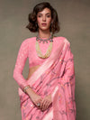 Saree Mall Women's  Blend Pink Woven Design Designer Saree With Blouse Piece-KAMDNI372001