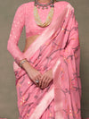 Saree Mall Women's  Blend Pink Woven Design Designer Saree With Blouse Piece-KAMDNI372001