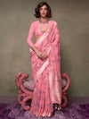 Saree Mall Women's  Blend Pink Woven Design Designer Saree With Blouse Piece-KAMDNI372001