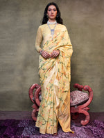 Saree Mall Women's  Blend Yellow Woven Design Designer Saree With Blouse Piece-KAMDNI372004