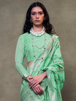 Saree Mall Women's  Blend Sea Green Woven Design Designer Saree With Blouse Piece-KAMDNI372006