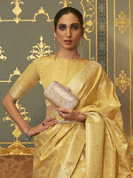 Saree Mall Women's  Blend Yellow Woven Design Handloom Saree With Blouse Piece-KANDNA221002