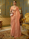 Saree Mall Women's  Blend Peach Woven Design Handloom Saree With Blouse Piece-KANDNA221004