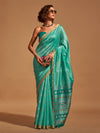 Saree Mall Women's  Blend Light Blue Woven Design Designer Saree With Blouse Piece-KANOI362002