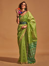 Saree Mall Women's  Blend Light Green Woven Design Designer Saree With Blouse Piece-KANOI362004