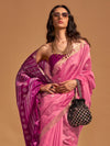 Saree Mall Women's  Blend Pink Woven Design Designer Saree With Blouse Piece-KANOI362006