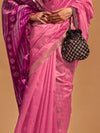 Saree Mall Women's  Blend Pink Woven Design Designer Saree With Blouse Piece-KANOI362006