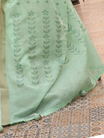 Saree Mall Women's  Blend Sea Green Woven Design Handloom Saree With Blouse Piece-KAROL5007