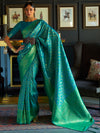 Saree Mall Women's  Blend Teal Blue Woven Design Handloom Saree With Blouse Piece-KARZO252005