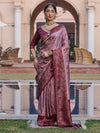 Saree Mall Women's  Blend Mauve Woven Design Designer Saree With Blouse Piece-KASHA2001