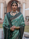 Saree Mall Women's  Blend Sea Green Woven Design Designer Saree With Blouse Piece-KASHA2003