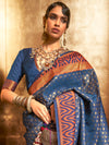 Saree Mall Women's  Blend Navy Blue Woven Design Handloom Saree With Blouse Piece-KAZAH271008