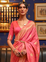 Saree Mall Women's  Blend Pink Woven Design Designer Saree With Blouse Piece-KAZEL231001