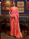 Saree Mall Women's  Blend Pink Woven Design Designer Saree With Blouse Piece-KAZEL231001