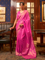 Saree Mall Women's  Blend Pink Woven Design Designer Saree With Blouse Piece-KAZEL231005