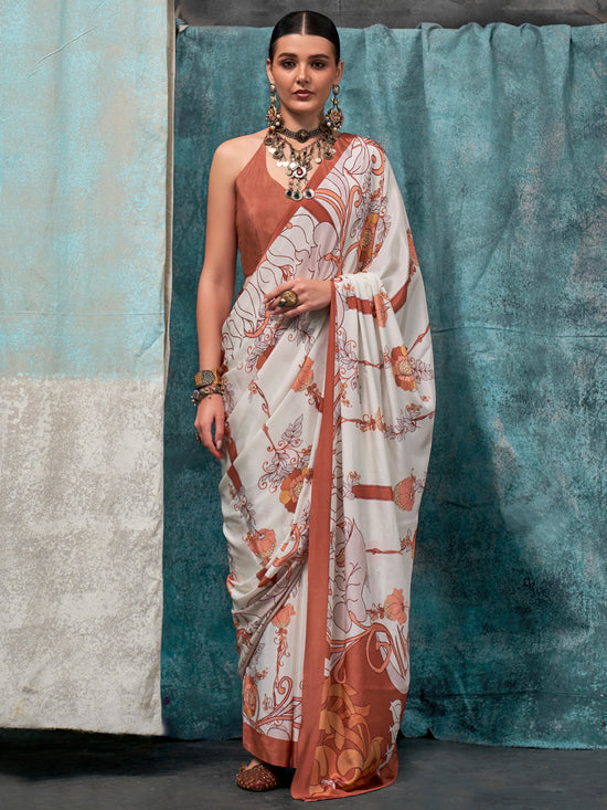 Saree Mall Women's Crepe Off White Printed Designer Saree With Blouse Piece-KERNIA16003