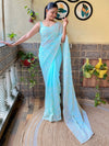 Saree Mall Women's Georgette Turquoise Embellished Designer Saree With Blouse Piece-KESARI6906