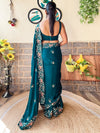 Saree Mall Women's Chiffon Teal Blue Embellished Designer Saree With Blouse Piece-KESARI9204