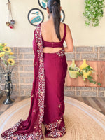 Saree Mall Women's Chiffon Magenta Embellished Designer Saree With Blouse Piece-KESARI9206