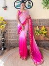 Saree Mall Women's Georgette Pink Embroidered Designer Saree With Blouse Piece-KESARI9303