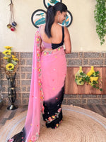 Saree Mall Women's Georgette Pink Embroidered Designer Saree With Blouse Piece-KESARI9304