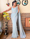 Saree Mall Women's Georgette Light Blue Embellished Designer Saree With Blouse Piece-KESARI9502