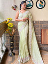 Saree Mall Women's Georgette Light Green Embellished Designer Saree With Blouse Piece-KESARI9702