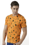 Huetrap Orange Mens Short Sleeve Graphic Printed Tshirt-HT17MKGRABZO01048