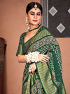 Saree Mall Women's  Blend Green Embroidered Designer Saree With Blouse Piece-KHADI1003