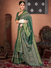 Saree Mall Women's  Blend Green Embroidered Designer Saree With Blouse Piece-KHADI1003