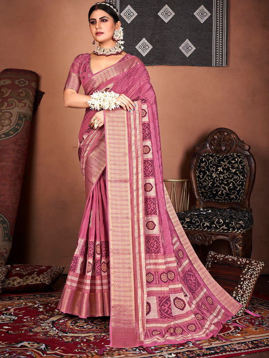 Saree Mall Women's  Blend Mauve Embroidered Designer Saree With Blouse Piece-KHADI1006