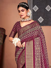 Saree Mall Women's  Blend Magenta Embroidered Designer Saree With Blouse Piece-KHADI1008