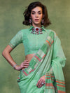 Saree Mall Women's  Blend Sea Green Woven Design Designer Saree With Blouse Piece-KHAWISH368001