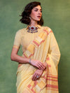 Saree Mall Women's  Blend Yellow Woven Design Designer Saree With Blouse Piece-KHAWISH368003