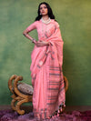 Saree Mall Women's  Blend Pink Woven Design Designer Saree With Blouse Piece-KHAWISH368004