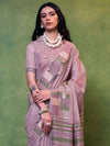 Saree Mall Women's  Blend Mauve Woven Design Designer Saree With Blouse Piece-KHAWISH368006