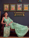 Saree Mall Women's  Blend Sea Green Woven Design Designer Saree With Blouse Piece-KHBUTAI322006