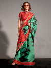 Saree Mall Women's  Blend Sea Green Woven Design Designer Saree With Blouse Piece-KHIMSAR367005