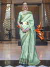 Saree Mall Women's  Blend Sea Green Woven Design Designer Saree With Blouse Piece-KHITAB245003