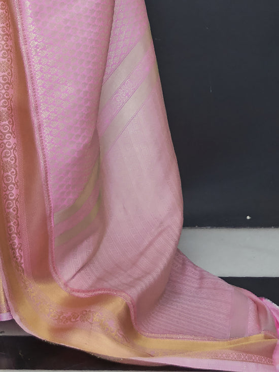 Saree Mall Women's  Blend Pink Woven Design Designer Saree With Blouse Piece-KHITAB245004