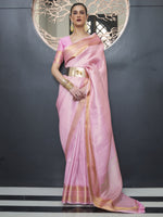 Saree Mall Women's  Blend Pink Woven Design Designer Saree With Blouse Piece-KHITAB245004