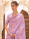 Saree Mall Women's  Blend Lavendar Woven Design Celebrity Saree With Blouse Piece-KHUBNI240005