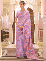 Saree Mall Women's  Blend Lavendar Woven Design Celebrity Saree With Blouse Piece-KHUBNI240005