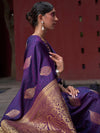 Saree Mall Women's Pure  Purple Woven Design Designer Saree With Blouse Piece-KHUSHT266001