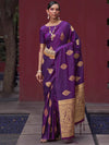 Saree Mall Women's Pure  Purple Woven Design Designer Saree With Blouse Piece-KHUSHT266001